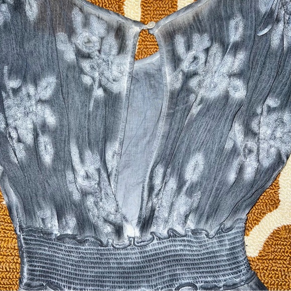 Free People Julia Tie Dye Cold Shoulder Embroidered Shorts Blue Romper XS EUC - Picture 7 of 14